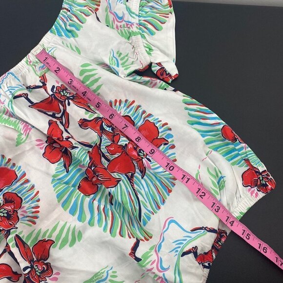 Levi's Womens Tropical Floral Blouse Size XS Cinched Short Sleeve Vacation - Picture 5 of 6